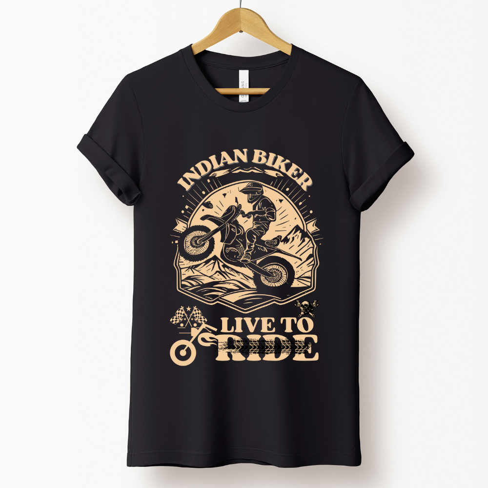 Biker : Indian Biker Live To Ride Black T-shirt
