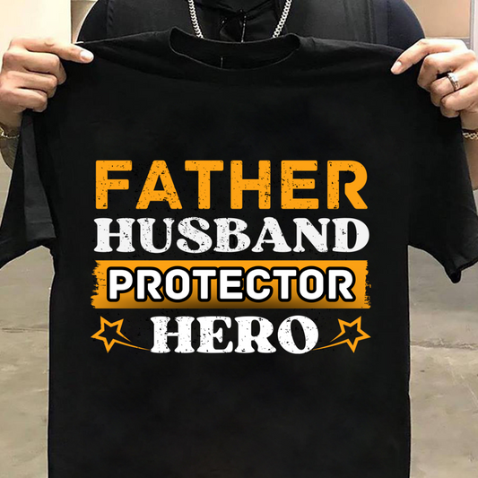Dad Love : Father Husband Protector Hero Black T-shirt