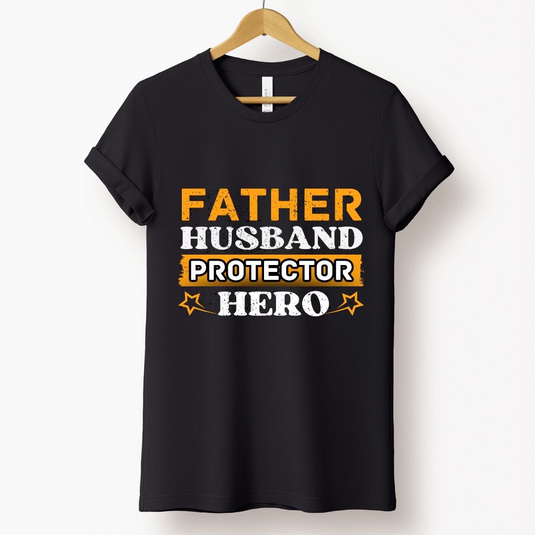 Dad Love : Father Husband Protector Hero Black T-shirt