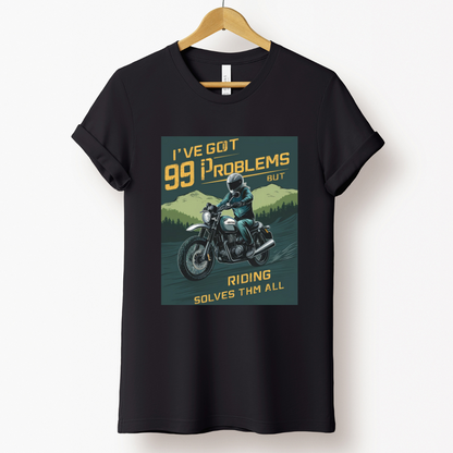 Biker : 99 Problems But Biking Solves Them All Black T-shirt