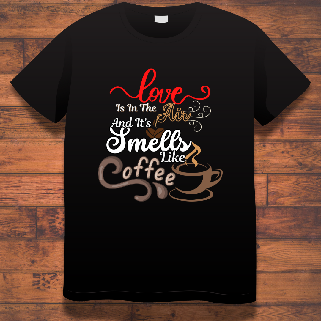 Coffee Love : Love Smells Coffee Black T-shirt