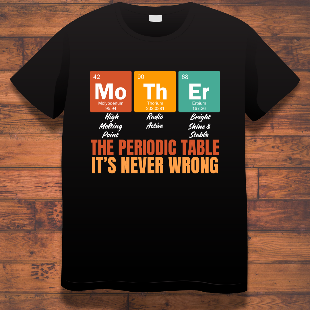 Mom Love : Mother Periodic Table Black T-shirt