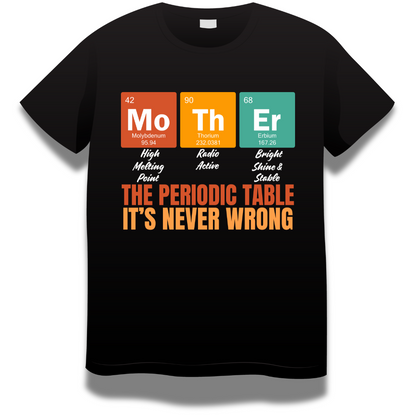 Mom Love : Mother Periodic Table Black T-shirt