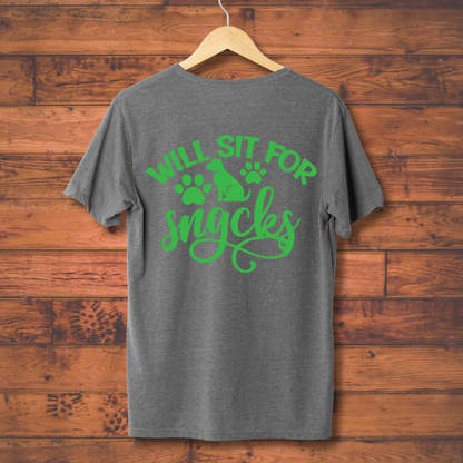 Dog Love : Will Sit For Snacks Unisex T-shirt