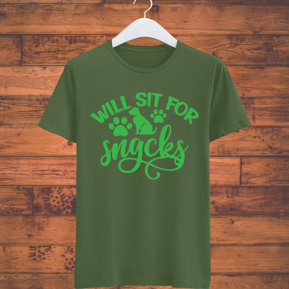 Dog Love : Will Sit For Snacks Unisex T-shirt